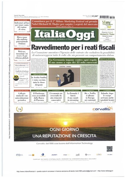 Italia oggi : quotidiano di economia finanza e politica